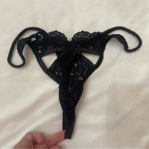 New! For Love And Lemons creamsicle Black Lace thong 1293 - Picture 2 of 6